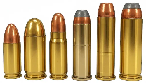 9mm, .45ACP, 7.62x25mm, .38spl, .357mag, 44mag 弾薬イメージ画像