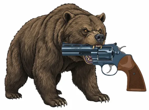 クマとリボルバーイメージ画像