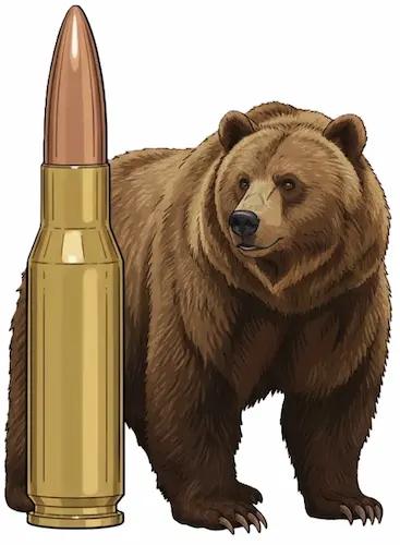 ライフル弾とヒグマイメージ画像