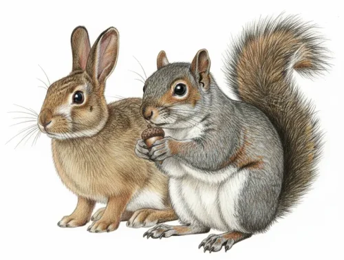 リスとウサギ画像