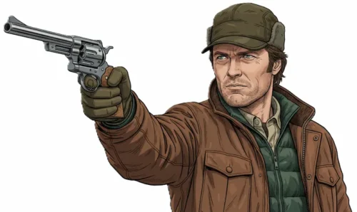 リボルバーで狩猟するハンターイメージ画像