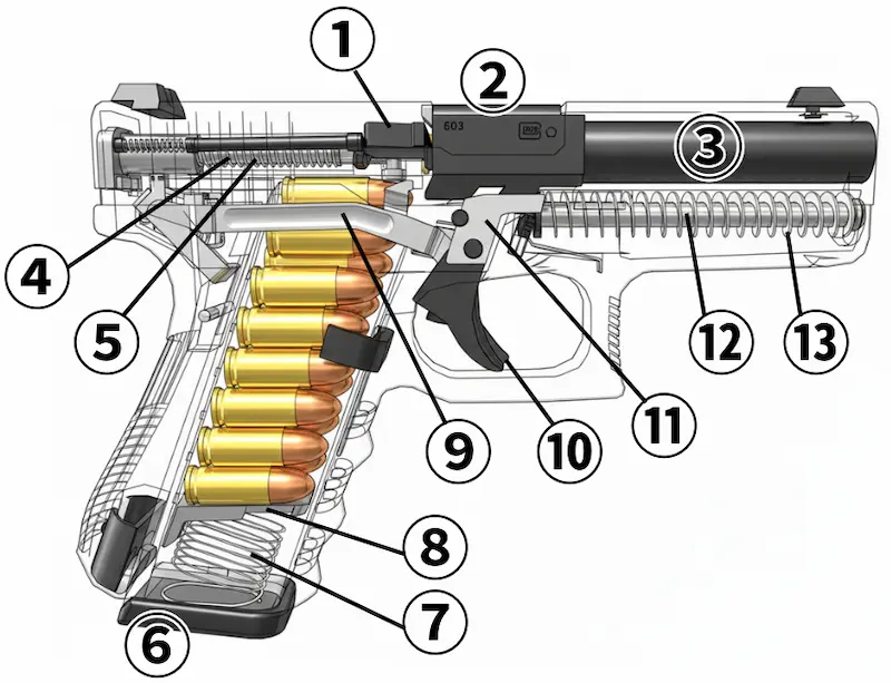 グロック19各部名称図