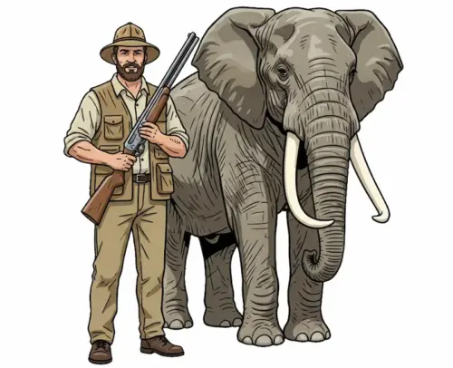 ハンターと象イメージ画像