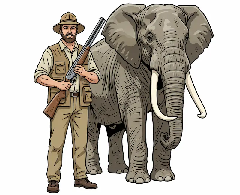ハンターと象イメージ画像