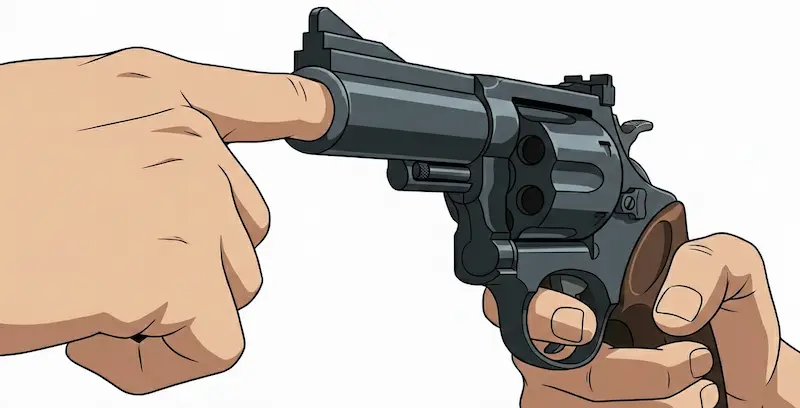 指と銃口のイメージ画像