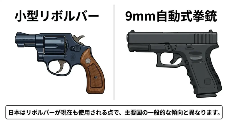 小型リボルバーと自動式拳銃の比較