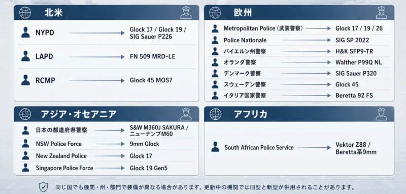 各国の警察が採用する銃一覧