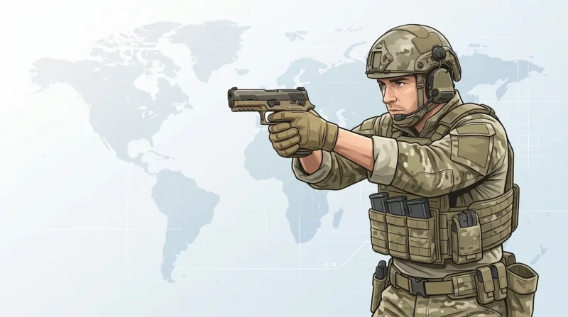 ハンドガンと兵士イメージ